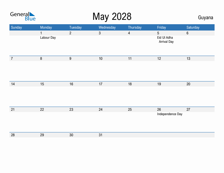 Fillable May 2028 Calendar