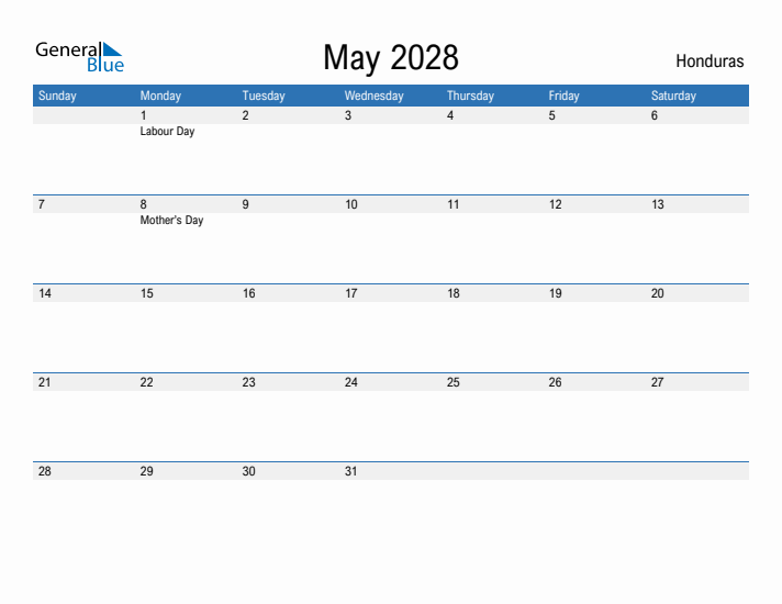 Fillable May 2028 Calendar