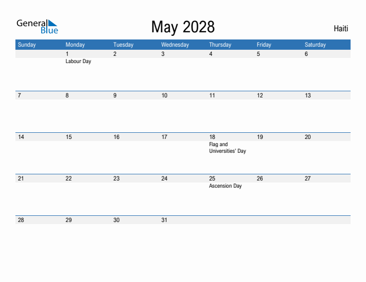 Fillable May 2028 Calendar