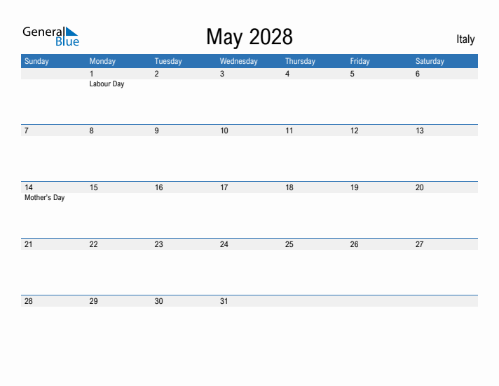 Fillable May 2028 Calendar