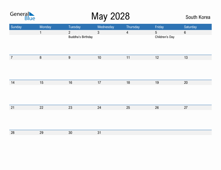 Fillable May 2028 Calendar