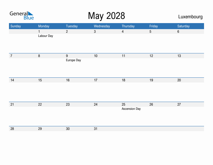 Fillable May 2028 Calendar