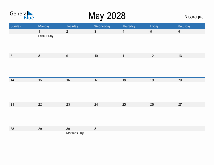 Fillable May 2028 Calendar