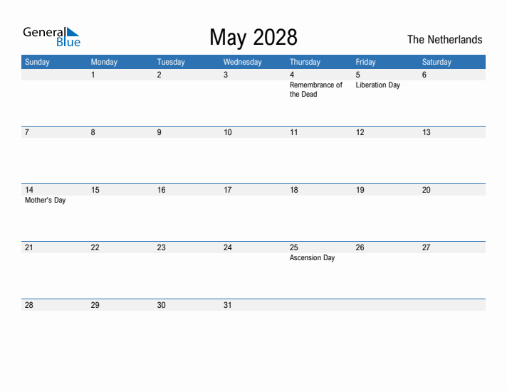 Fillable May 2028 Calendar