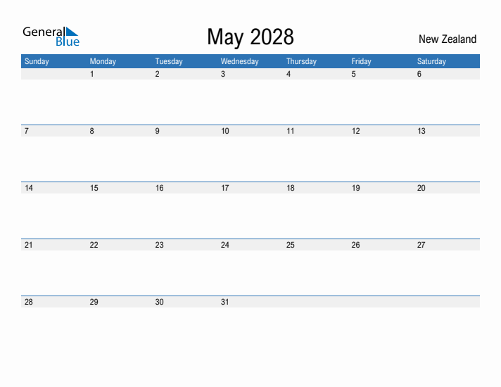 Fillable May 2028 Calendar