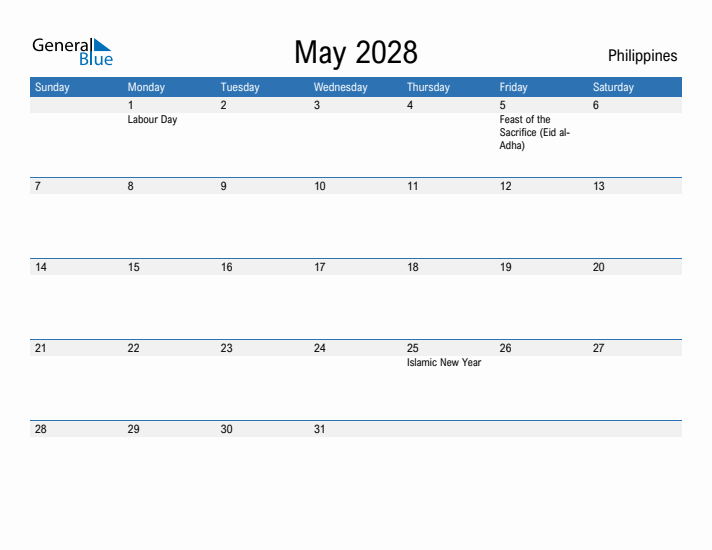 Fillable May 2028 Calendar