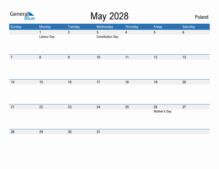 Fillable May 2028 Calendar