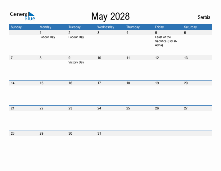 Fillable May 2028 Calendar