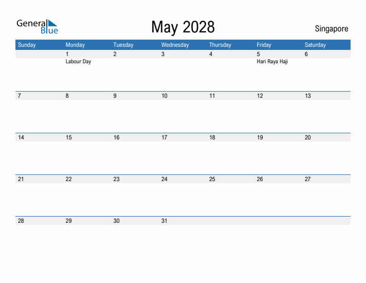 Fillable May 2028 Calendar