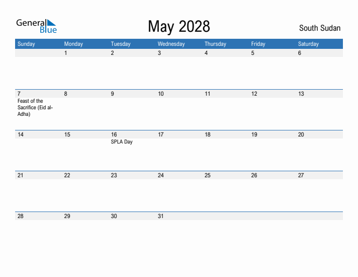 Fillable May 2028 Calendar