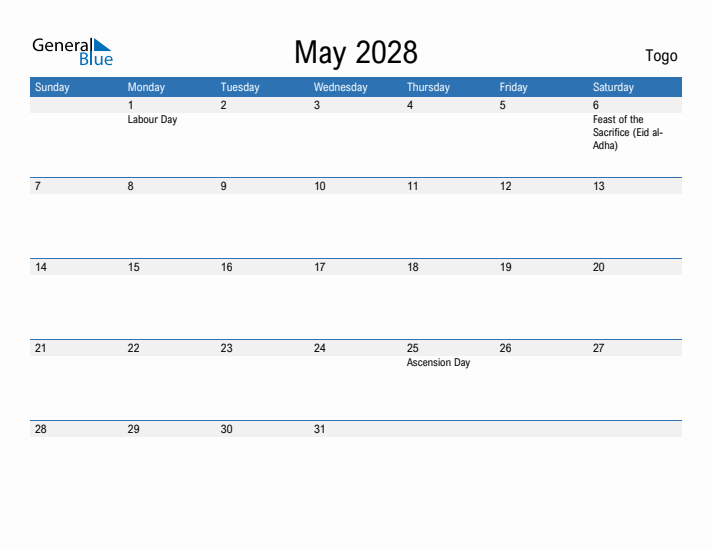 Fillable May 2028 Calendar