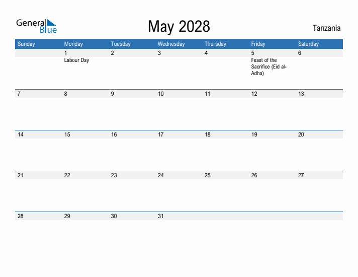 Fillable May 2028 Calendar