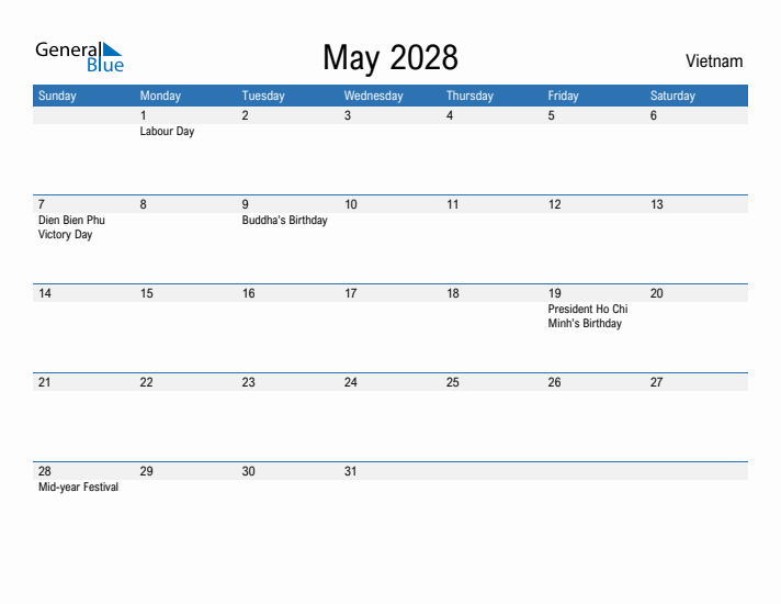 Fillable May 2028 Calendar