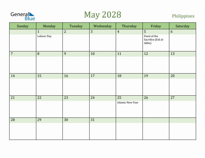 May 2028 Calendar with Philippines Holidays