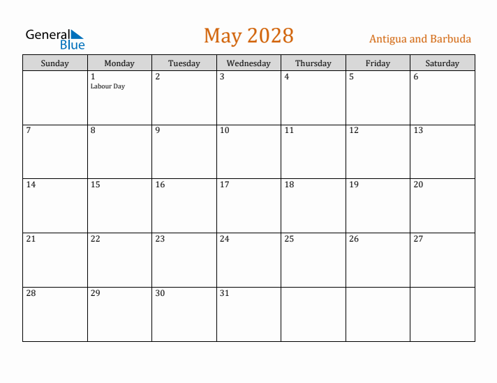 May 2028 Holiday Calendar with Sunday Start