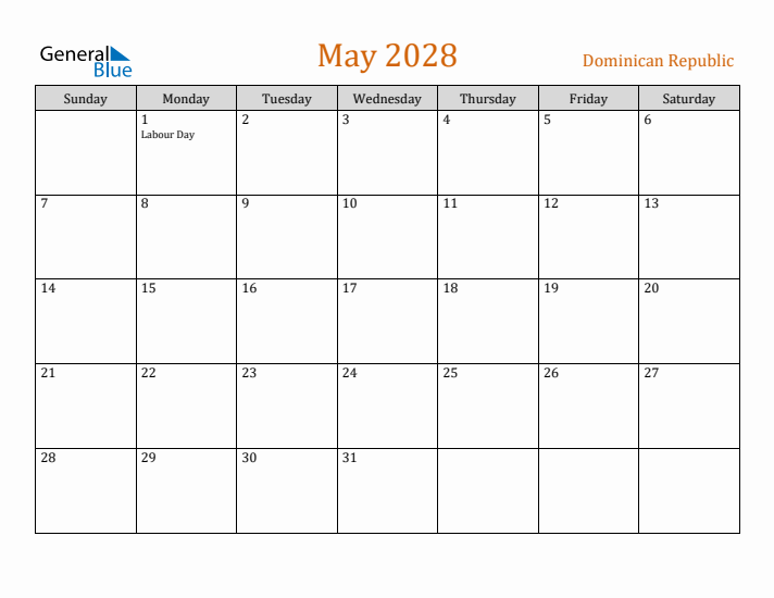 May 2028 Holiday Calendar with Sunday Start