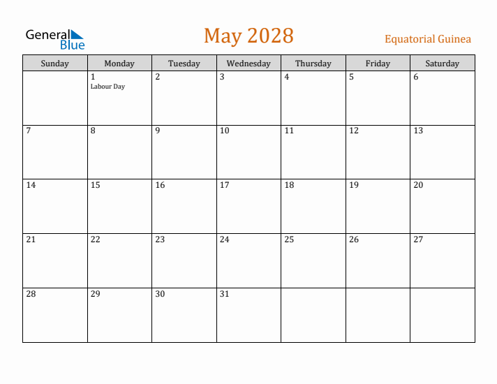 May 2028 Holiday Calendar with Sunday Start