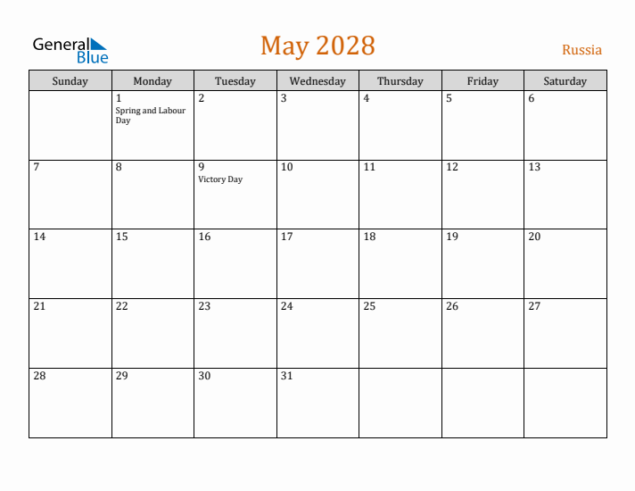 May 2028 Holiday Calendar with Sunday Start