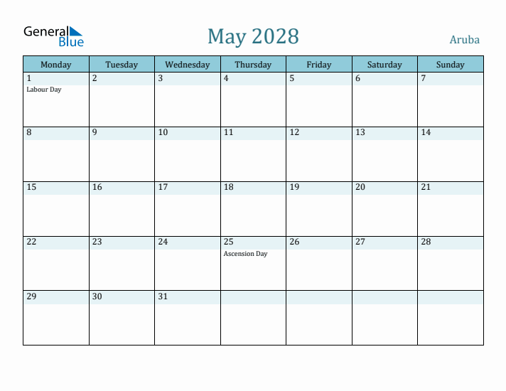 May 2028 Calendar with Holidays