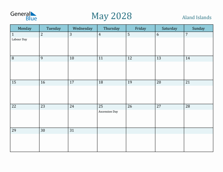 May 2028 Calendar with Holidays