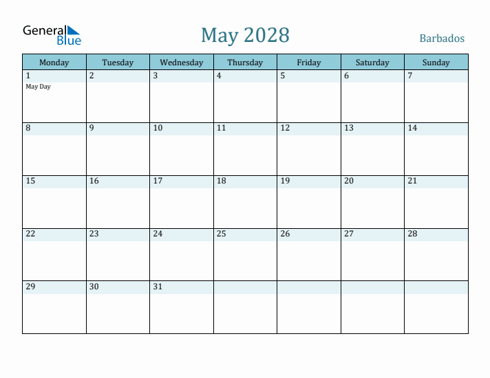 May 2028 Calendar with Holidays