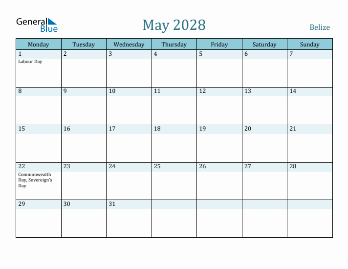 May 2028 Calendar with Holidays