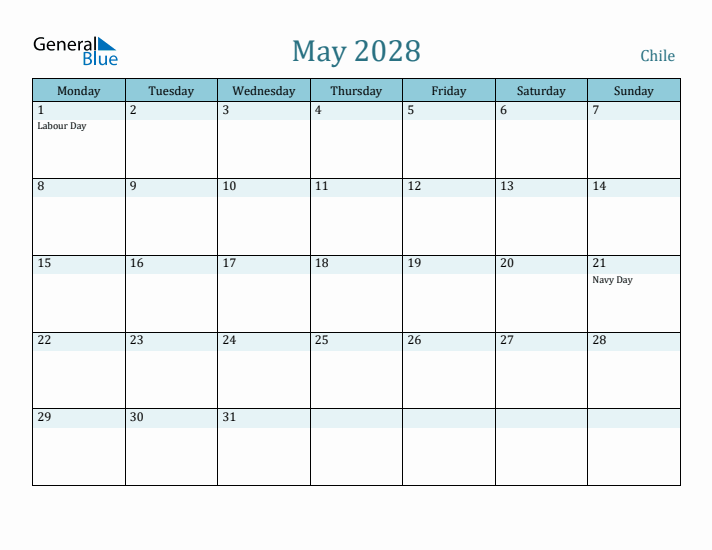 May 2028 Calendar with Holidays