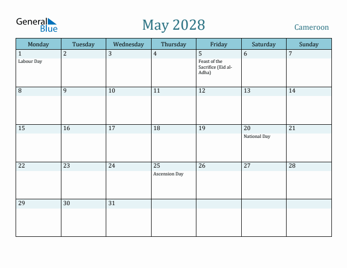 May 2028 Calendar with Holidays