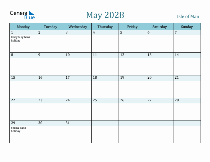 May 2028 Calendar with Holidays