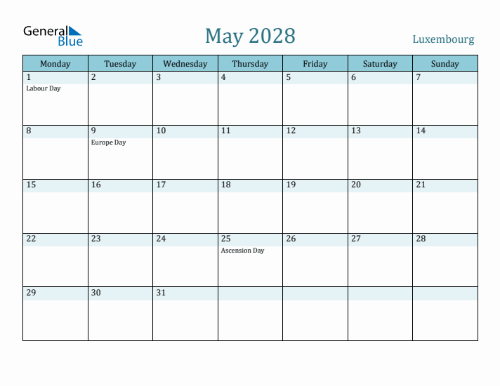 May 2028 Calendar with Holidays