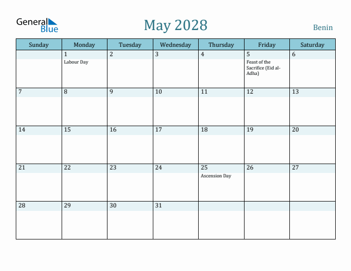 May 2028 Calendar with Holidays