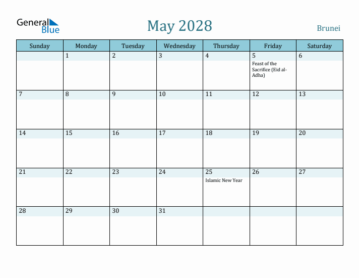 May 2028 Calendar with Holidays