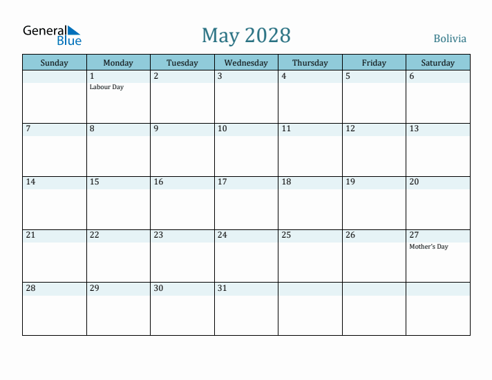 May 2028 Calendar with Holidays