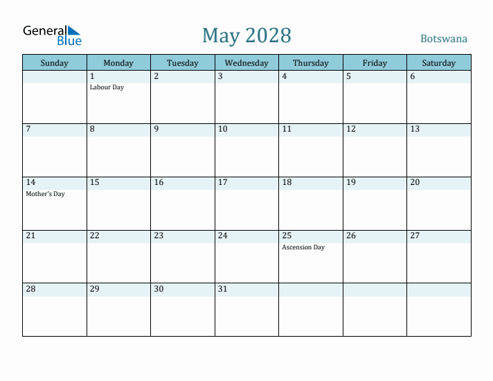 May 2028 Calendar with Holidays