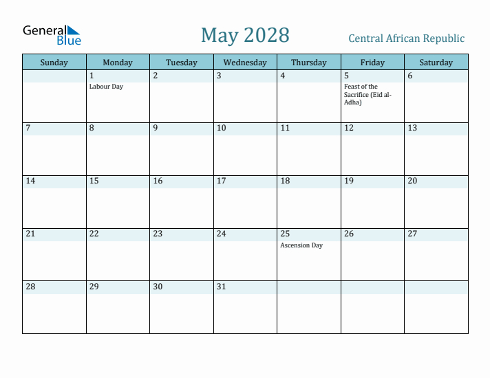 May 2028 Calendar with Holidays