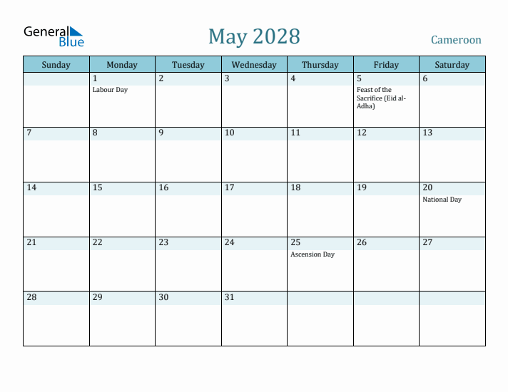 May 2028 Calendar with Holidays