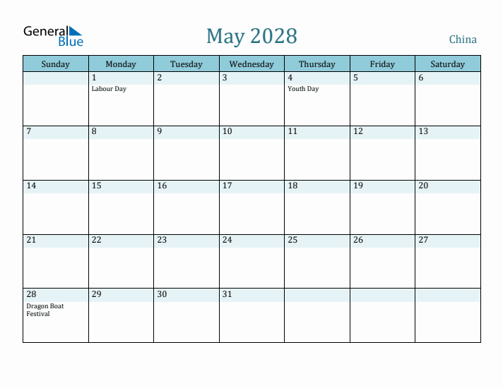 May 2028 Calendar with Holidays