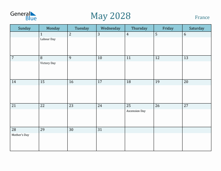 May 2028 Calendar with Holidays