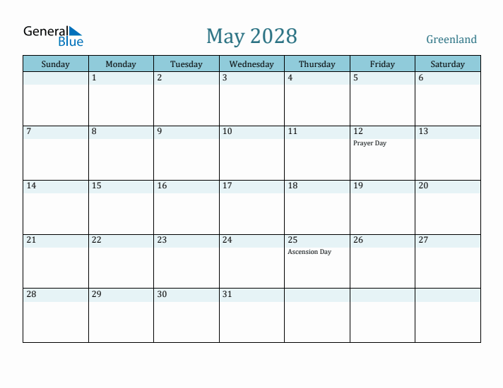 May 2028 Calendar with Holidays