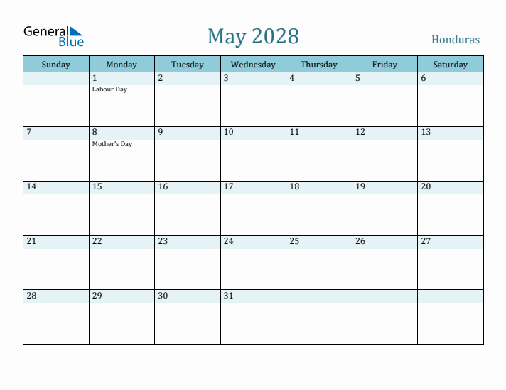 May 2028 Calendar with Holidays