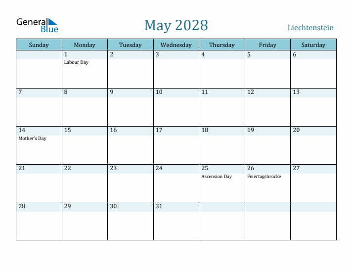 May 2028 Calendar with Holidays