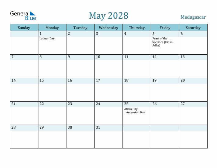 May 2028 Calendar with Holidays