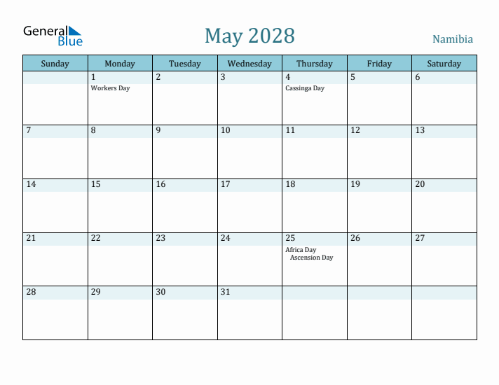 May 2028 Calendar with Holidays