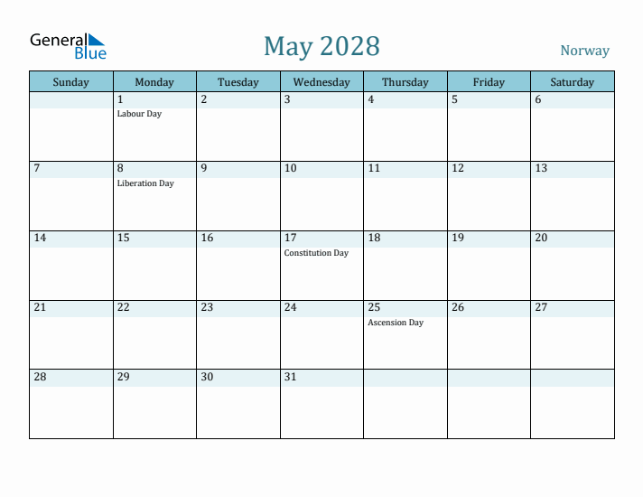 May 2028 Calendar with Holidays