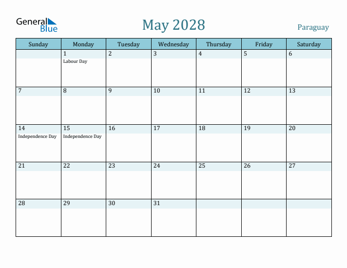 May 2028 Calendar with Holidays