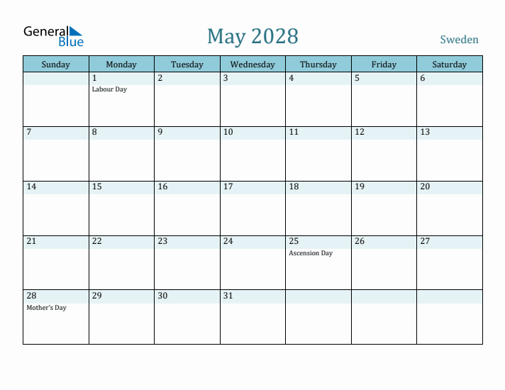 May 2028 Calendar with Holidays