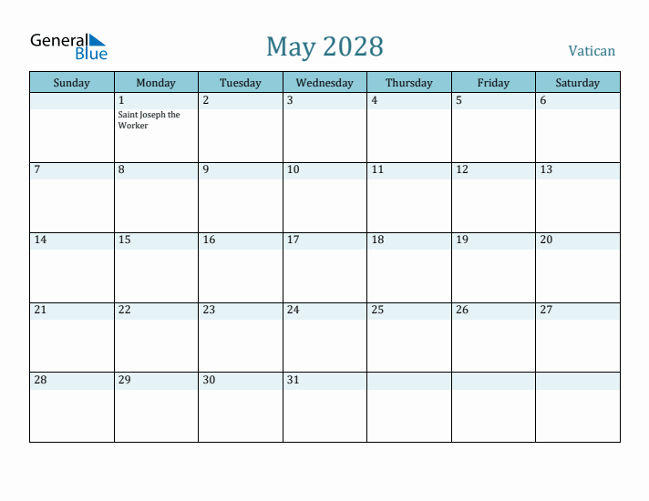 May 2028 Calendar with Holidays