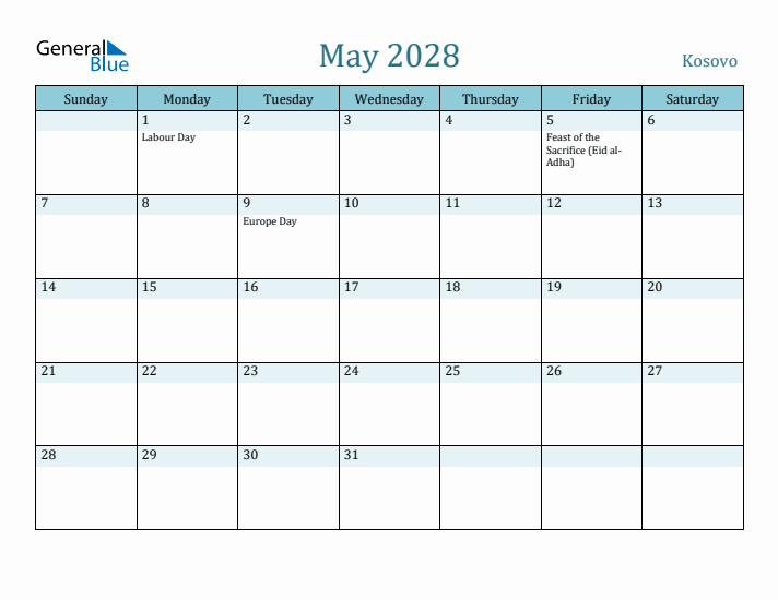 May 2028 Calendar with Holidays