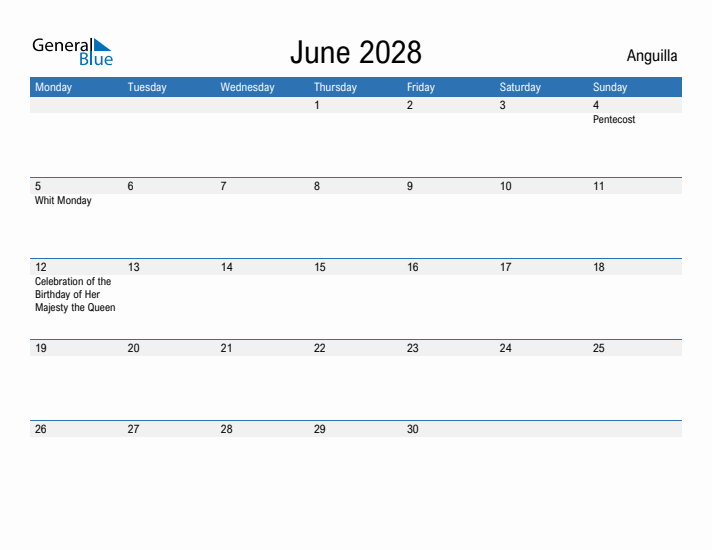 Fillable June 2028 Calendar