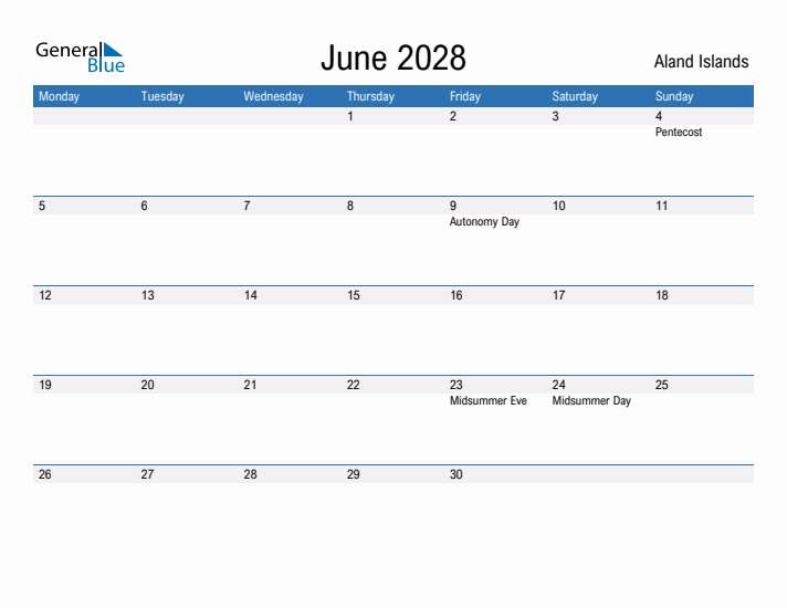 Fillable June 2028 Calendar